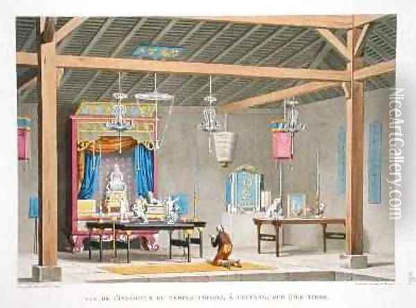 View of the interior of the Chinese Temple at Kupang on the Island of Timor Oil Painting - Marchais, Pierre Antoine