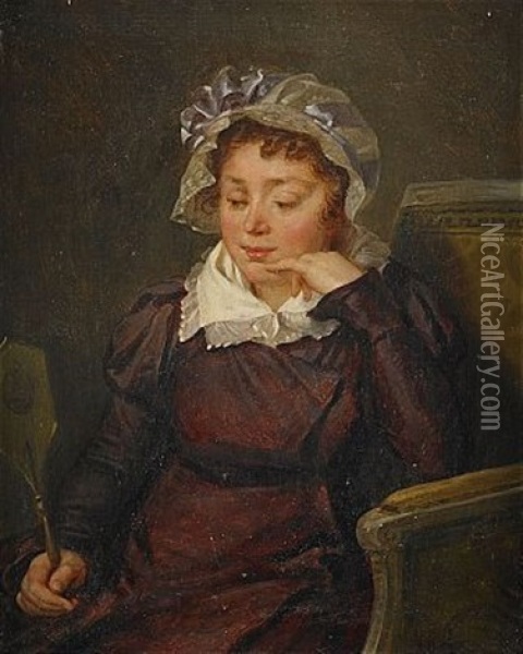 Portratt Av Sittande Ung Kvinna Oil Painting - Henri-Pierre Danloux