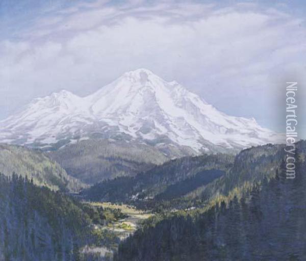 Snowy Mountain Oil Painting - Henry Joseph Breuer