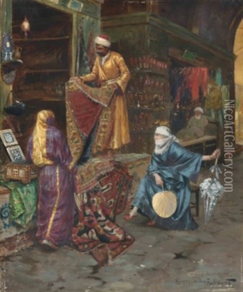 The Carpet Seller Oil Painting - Rudolf Ernst