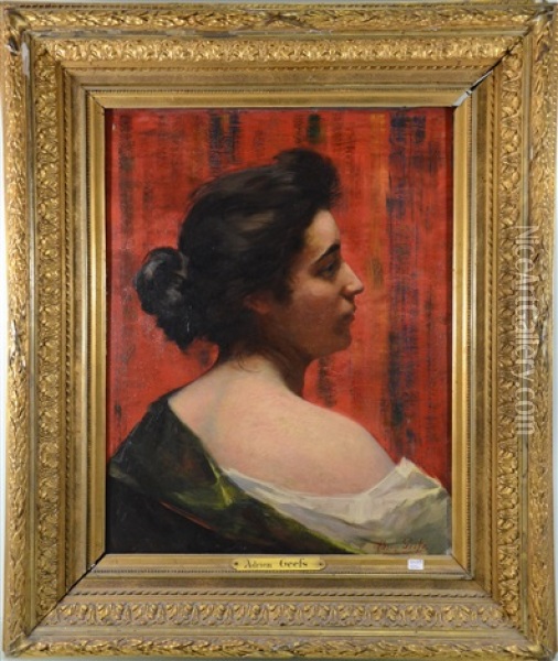 Portrait De Jeune Dame Vue De Profil Oil Painting - Adrien Geefs