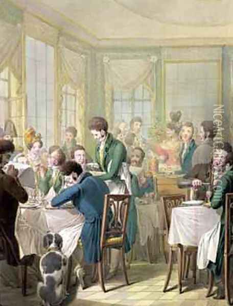 The Restaurant in the Palais Royal 1831 Oil Painting - George Emmanuel Opitz