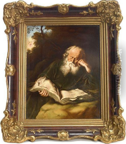 A Rosenthal Porcelain Plaque: The Hermit Oil Painting - Salomon Koninck