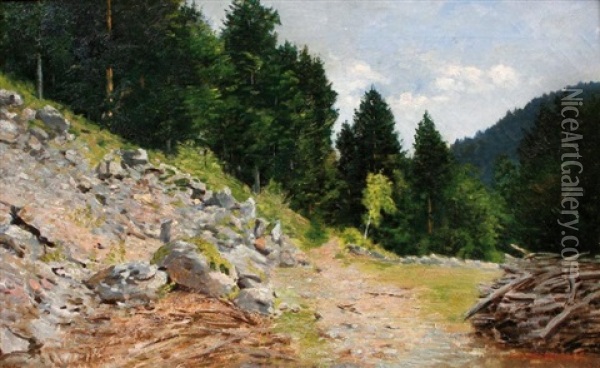 Roches Et Clairieres Dans Les Bois De Eaymont (vosges) Oil Painting - Jean Alfred Desbrosses