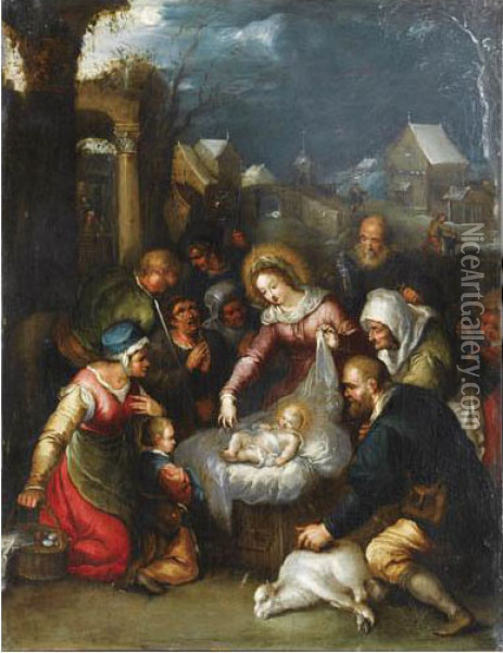 L'adoration Des Bergers Oil Painting - Cornelis de Baellieur