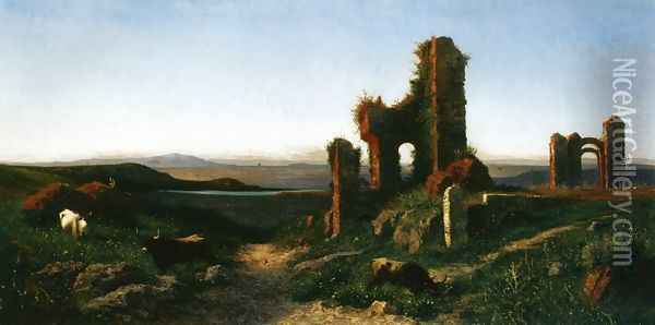 Roman Ruin Oil Painting - Achille Vertunni