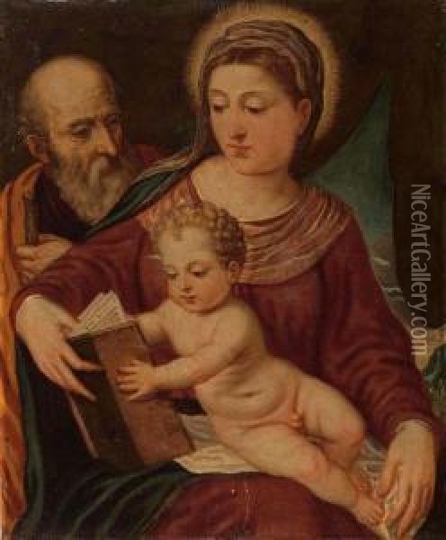 Sacra Famiglia Oil Painting - Polidoro Lanzani (see Polidoro Da Lanciano)