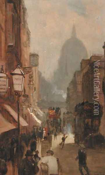 Fleet Street Oil Painting - George Hyde Pownall
