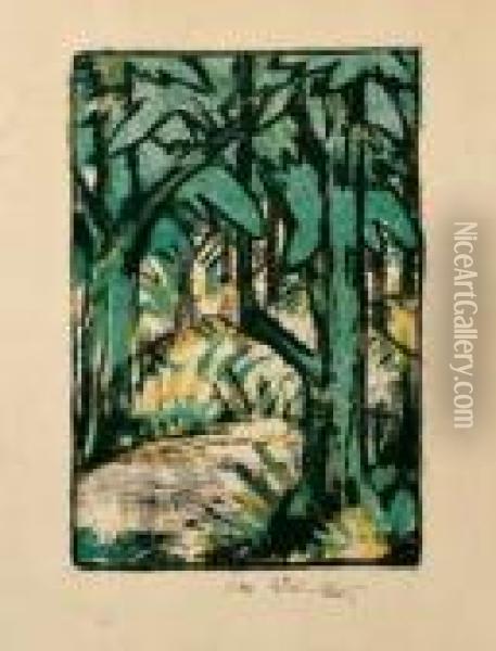 Waldlandschaft Oil Painting - Otto Mueller