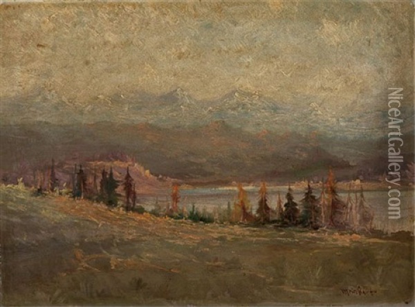 Autumn Landscape Along The River Oil Painting - Frank G. Meinhart