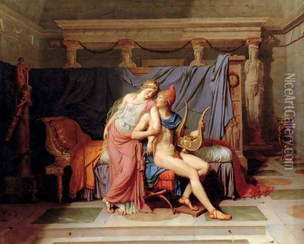 The Courtship of Paris and Helen Oil Painting - Jacques Louis David