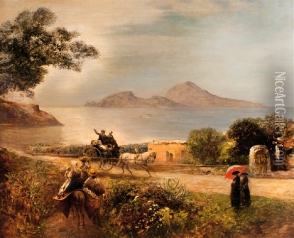 Widok Capri Z Zatoki Neapolitanskiej Oil Painting - Oswald Achenbach