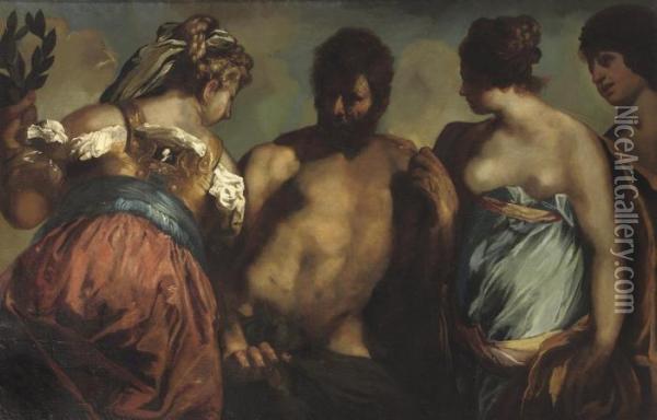 The Choice Of Hercules Oil Painting - Francesco Maffei
