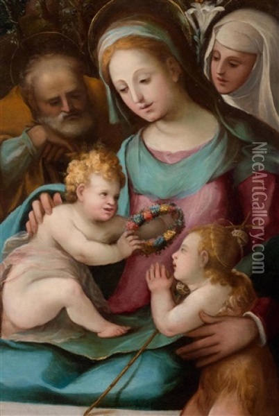 Heilige Familie Mit Dem Johannesknaben Und Der Heiligen Katharina Von Siena Oil Painting - Arcangelo di Leonardo Salimbeni