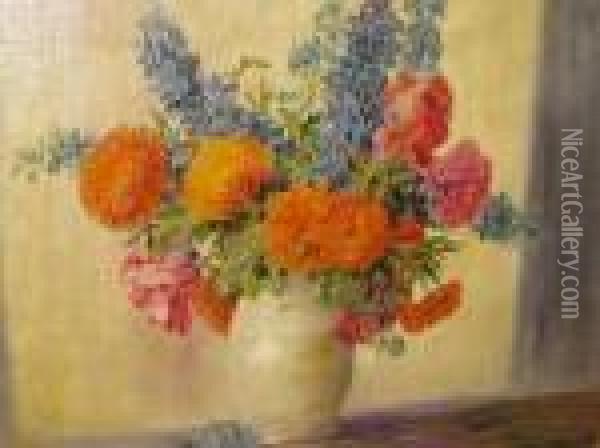 Still Life Of Flowers Oil Painting - Max Theodor Streckenbach