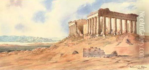 East Front Of The Parthenon Oil Painting - Admiral Sir Henry Byam Martin