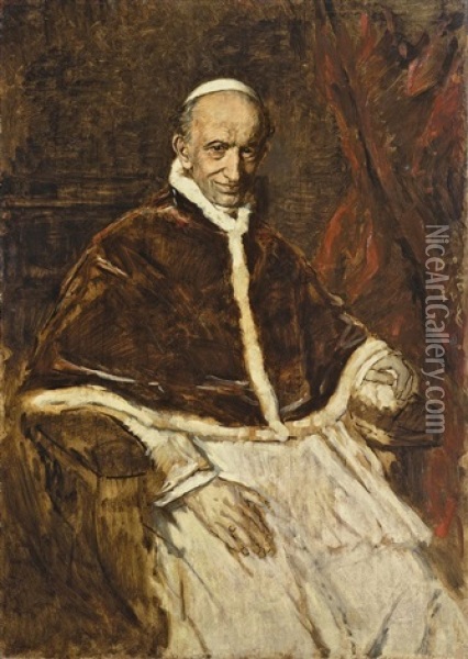 Papst Leo Xiii Oil Painting - Franz Seraph von Lenbach