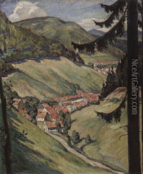 Harzlandschaft Oil Painting - Josef Mangold