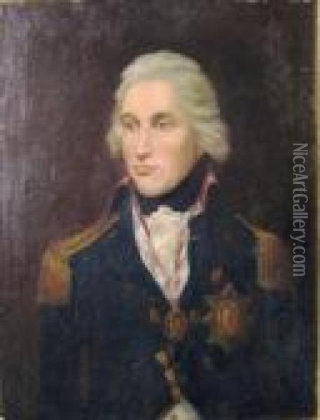 'portrait Of Vice Admiral Horatio Lord Nelson' Oil Oncanvas, 39cm X 51cm, Framed Oil Painting - Lemuel Francis Abbott