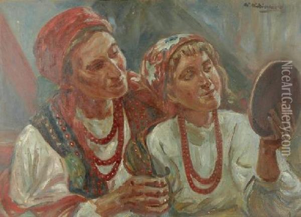 Starosc I Mlodosc Oil Painting - Wincenty Wodzinowski