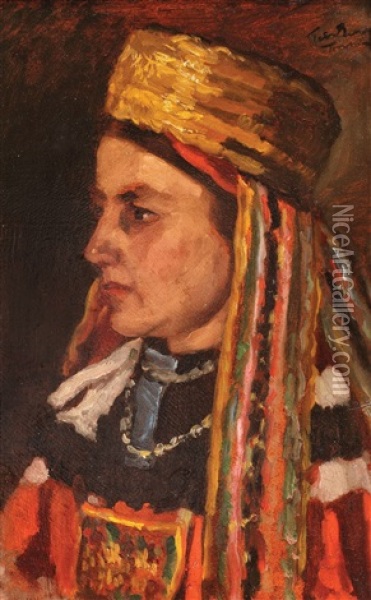 Portret De Macedoneanca Oil Painting - Erno Tibor