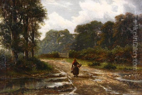 'the Lane, Faldey, Surrey' Oil Painting - Charles Augustus Henry Lutyens