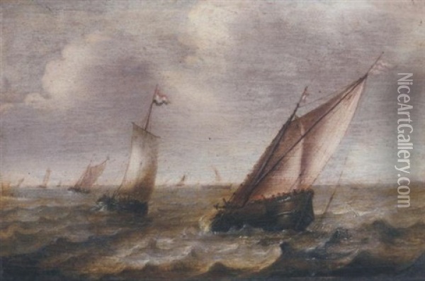 Shipping On Choppy Waters Oil Painting - Pieter Mulier the Younger