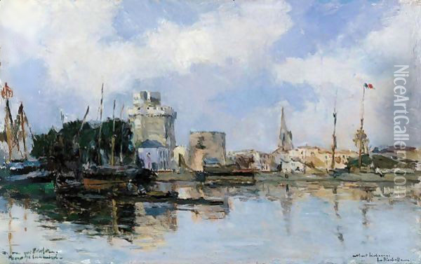 La Rochelle, the Harbor, Bright Sky Oil Painting - Albert Lebourg