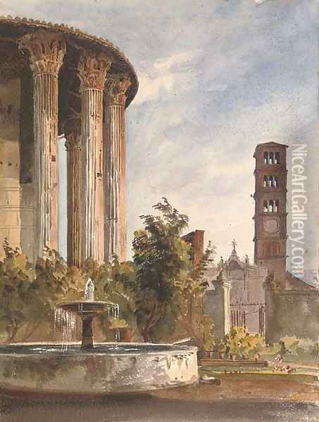 The gardens of the Palazzo Cenci-Bolognetti, Rome Oil Painting - Harriet Cheney