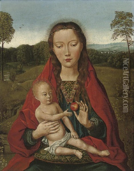 The Virgin And A Child In A Landscape Oil Painting - Dieric Bouts the Elder