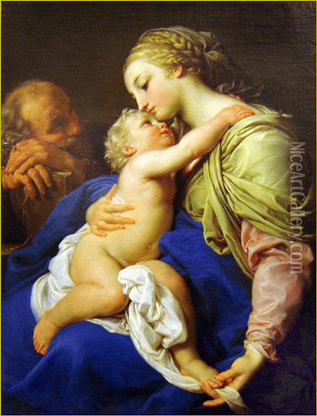 The Sacred Family Oil Painting - Pompeo Gerolamo Batoni