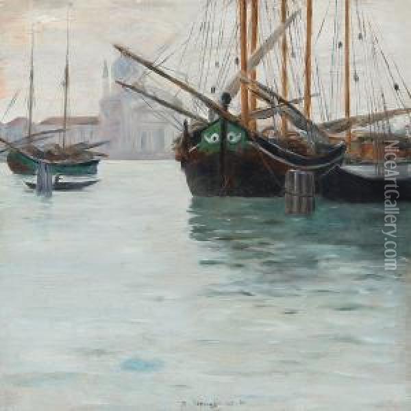 Den Store Kanal I Venedig Oil Painting - Johan Rohde
