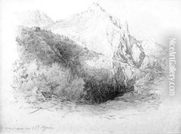 Montagne De Sainte Agnes Oil Painting - Ernest Louis Lessieux