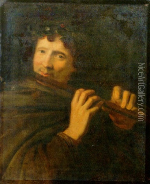 A Shepherd Playing The Flute Oil Painting - Jacob Adriaensz de Backer