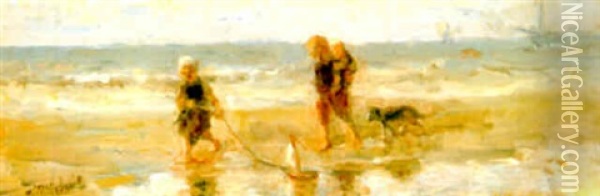 Langs Het Strand Wandelende Figuren Oil Painting - Jozef Israels