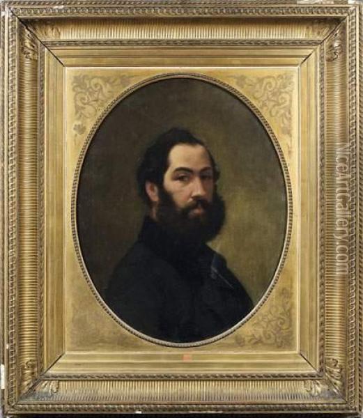 Attribue A Francois-etienne Hersent : Portrait De Louis-guillaume Hersent Oil Painting - Francois Etienne Hersent