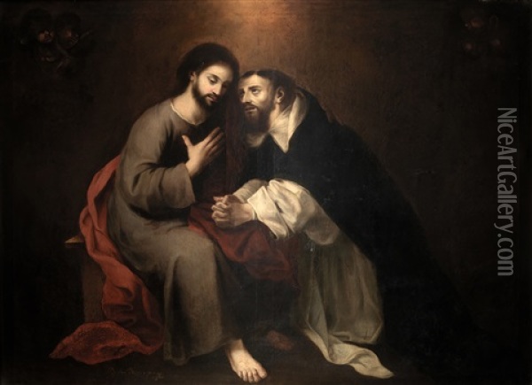 Cristo Confesando A Santo Domingo Oil Painting - Bartolome Esteban Murillo