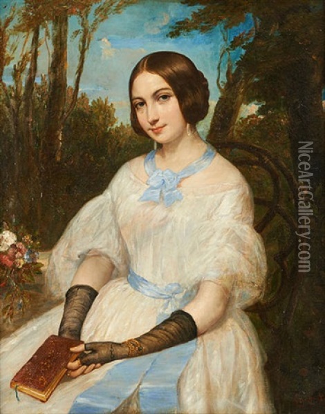 Portrait Presume De L'artiste Fanny Geefs Oil Painting - Eugene Louis Charpentier
