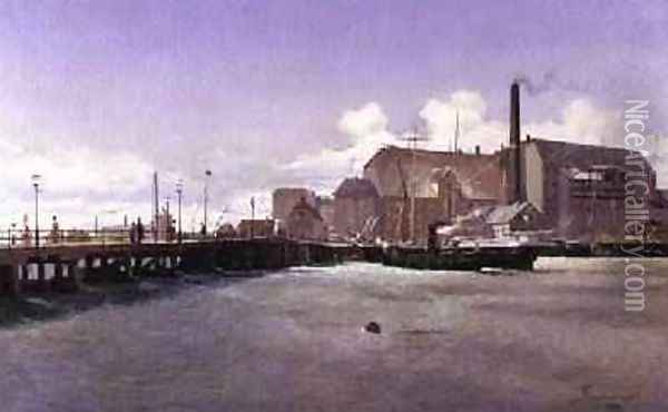 The Bridge of the Old Langebro Copenhagen 1898 Oil Painting - Fritz Stahr Olsen