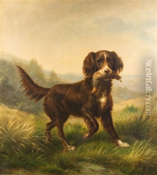 The Hunting Dog Oil Painting - Johannes Christian Deiker