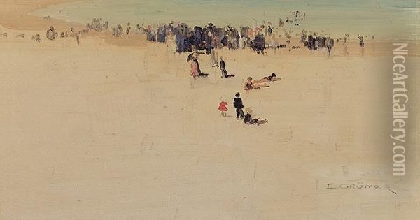 Along The Sands Oil Painting - Elioth Gruner
