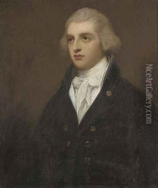 Portrait of the Hon. Robert Banks Jenkinson (1770-1828), afterwards 2nd Earl of Liverpool, half-length, in a black coat Oil Painting - George Romney