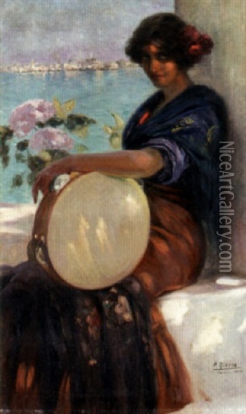Jeune Femme Espagnole Oil Painting - Pierre Ribera