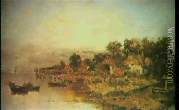 Dorf An Einem See Oil Painting - Karl Heffner