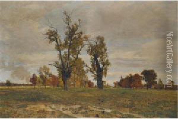 Ein Herbstlicher Nachmittag Im Prater (autumn In The Prater, Vienna) Oil Painting - Tina Blau