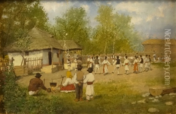 Village Party Oil Painting - Ludovic Bassarab