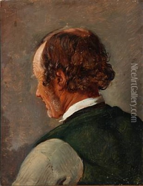 A Man Seen Back-turned Oil Painting - Jorgen Roed