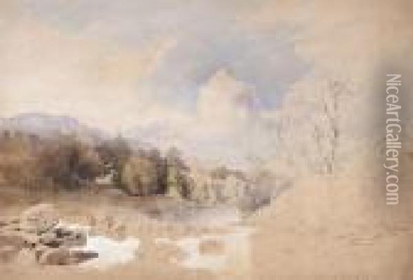 Dunkeld, From The Braan Oil Painting - Thomas Miles Richardson