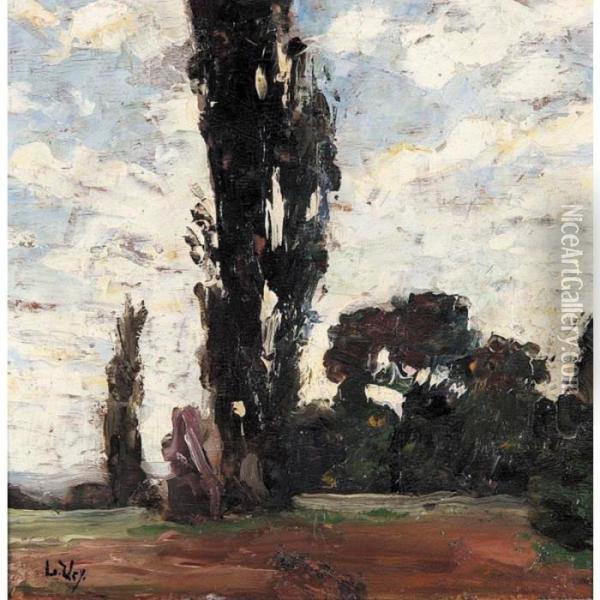 Poplars Oil Painting - Lesser Ury