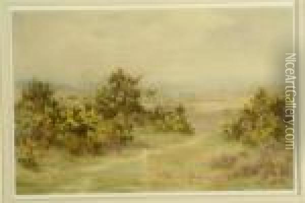 Rabbits And Gorse On Heathland Oil Painting - George Marks